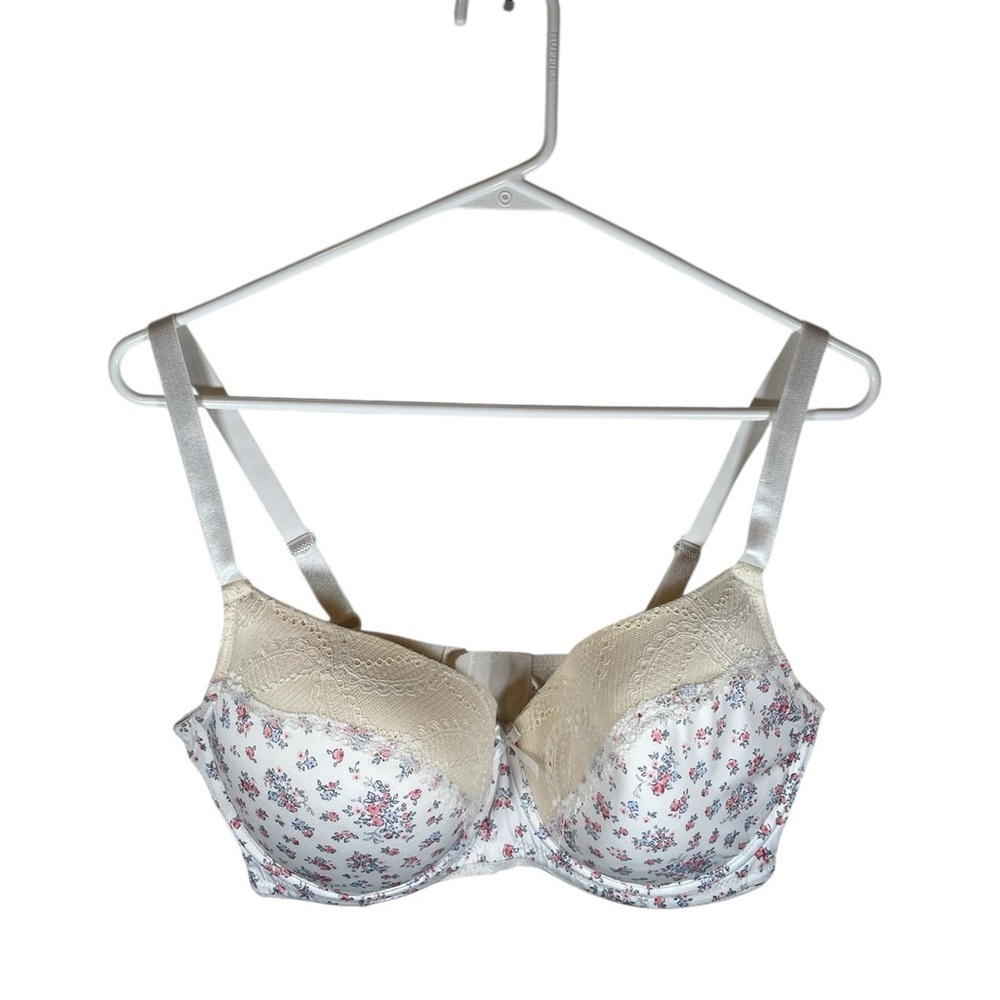Laura Ashley Cream and White Floral Bra
